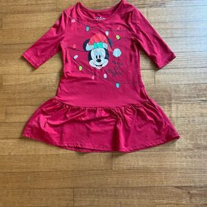 Disney Girls 4-5 Minnie Mouse Casual Red Dress with Festive Character